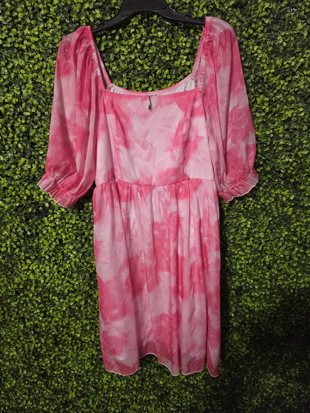 SHEIN Pink Tie-Dye Square Neck Midi Dress
